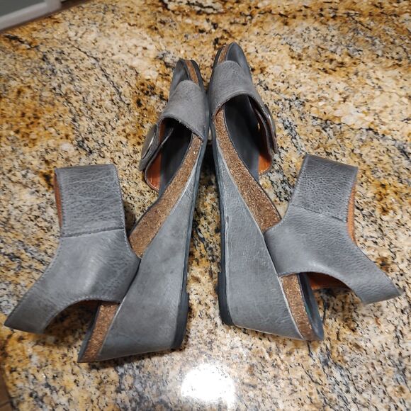 Taos Carousel 2 Platform Wedge Sandals Gray Ankle Strap Cork Mid Heel Sz US 11 - Picture 7 of 14